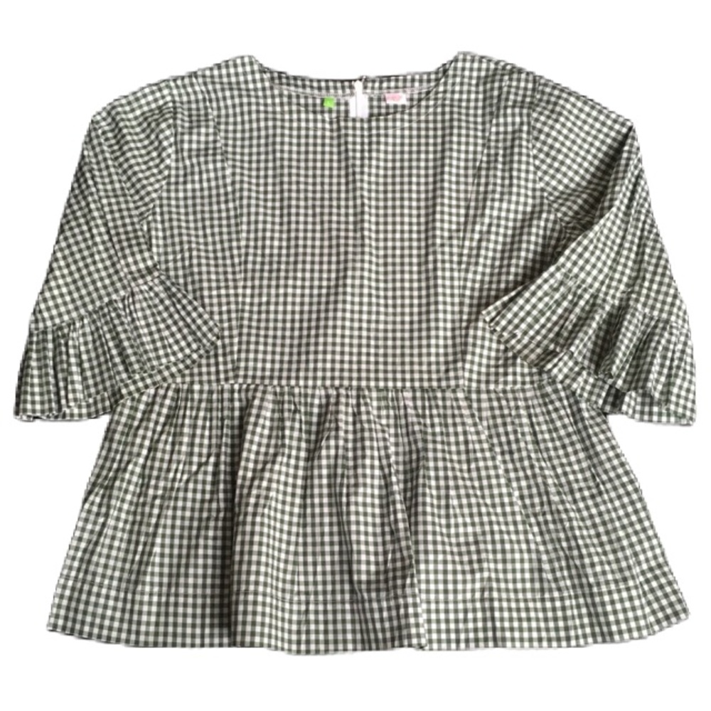 Green and White Plaid Checkered Smock Shirt - Picture 2 of 15